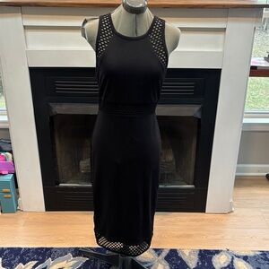 Express Black Midi Dress with Mesh Detail